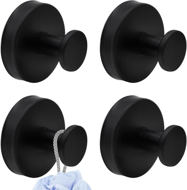4 Pieces Bathroom Suction Cup Hooks, 5 kg Load, Reusable Suction Cup Towel Holders, Drill-Free Wall Hooks, Strong Hook