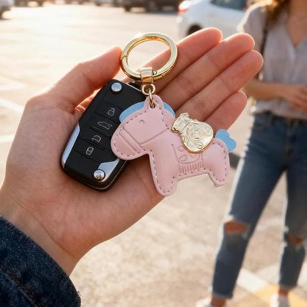 Pink Pony Nøgleringe Søde Hest Nøglering Pony Charms til Pung Håndtasker Taske Bilnøgle
