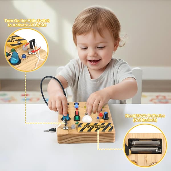 Montessori Aktivitetsbräda 1-4 År Leksak Trä LED Motorik Sensorisk Aktivitetsbräda Barnpresent