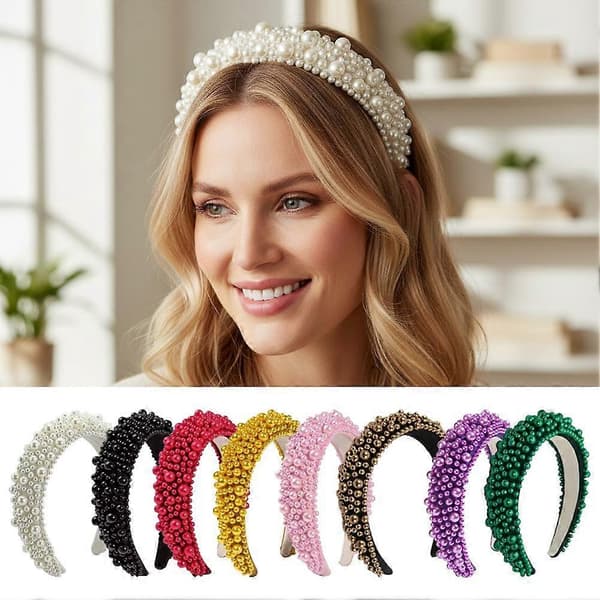 Pärlstavat diadem - Brudstil, 3D-volymgivande, elegant, 1-pack Red Onesize