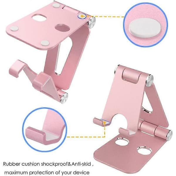 Barsinfi Mobiltelefonstativ Justerbart Vikbart Aluminium Tabletstativ Roséguld