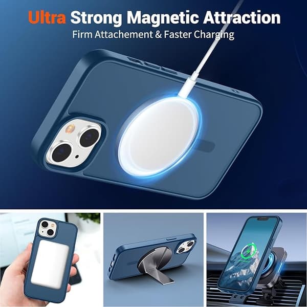 SUPFINE Magnetic Case for iPhone 15pro, MagSafe Compatible, Military Grade Protection, Slim Matte Translucent Shockproof Case, Dark Purple Deep Blue iphone15pro deep blue