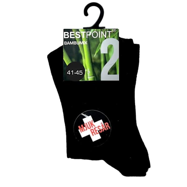 Bamboo Socks - Black - 2-Pack - Size 41-45 Black