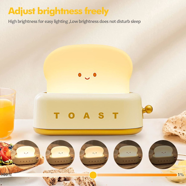 LED Night Light Toast Bread Design Rechargeable with Timer