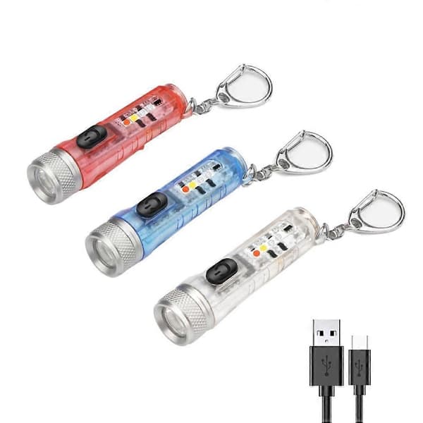 Mini avaimenperä taskulamppu tasku USB-ladattava monikäyttöinen valaisin Red