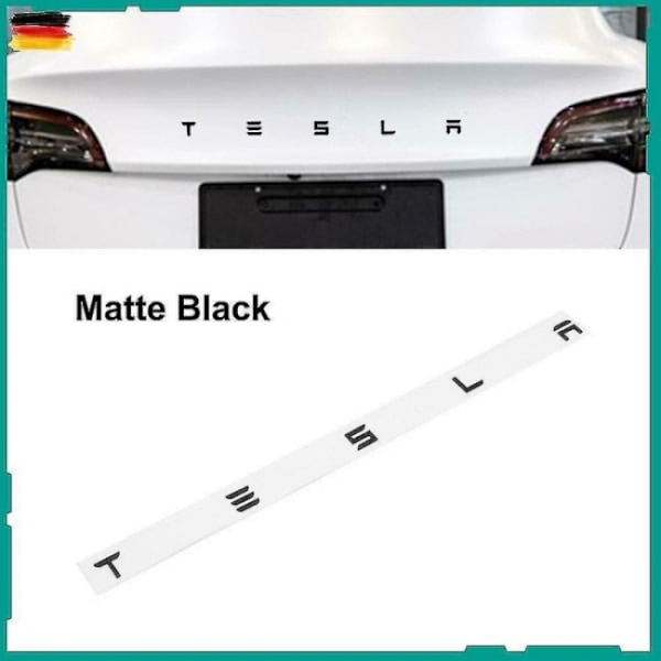 3D mat sort Tesla tekst bagagerumsemblem Mat sort