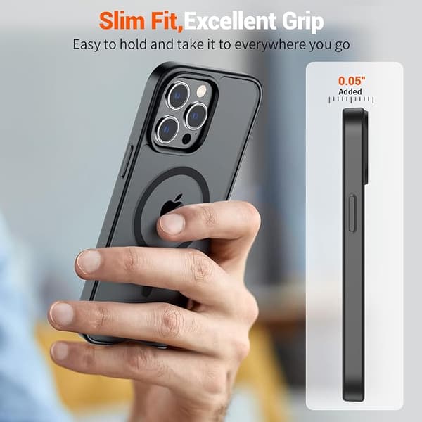 SUPFINE Magnetic Case for iPhone 14pro, MagSafe Compatible, Military Grade Drop Protection, Translucent Matte Shockproof Slim Case, Black iphone14pro black