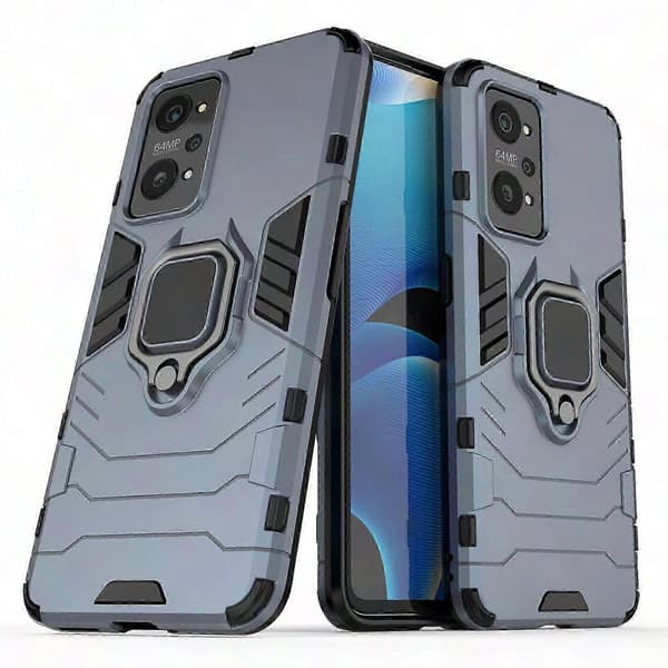 Magnetisk Ringholder Støtsikkert PC + TPU-deksel til Realme GT Neo2 5G Navy Blue