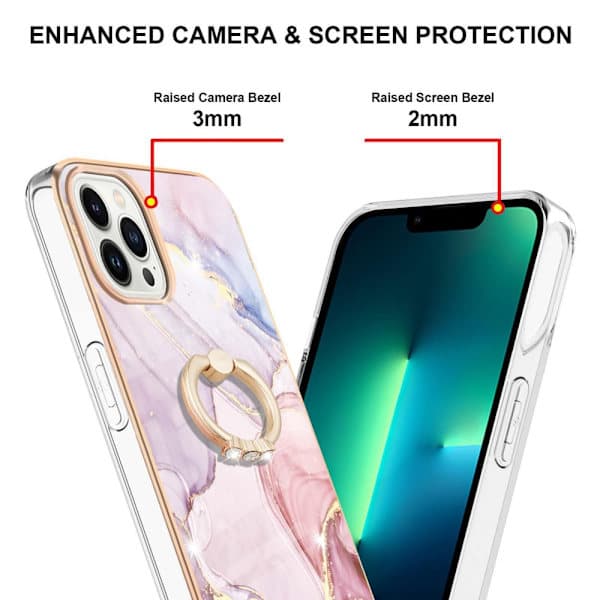 SKALO iPhone 14 Pro Max Marble TPU Case With Ring - Motif 2 multi-color