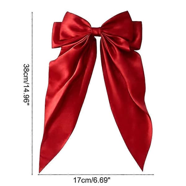 Stor Satinrosett Hårklämma Koreansk Brudhåraccessoar Tyg Lätt Mångsidig Elegant Håraccessoar Dubbelsvansdesign Red One size