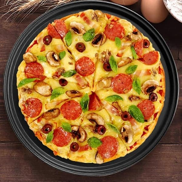 Rustfrit stål non-stick rund kageform mikrobølgeovn bageforme tærtebakke bagepizzaform 9.6"