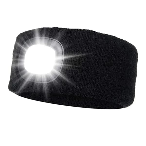 Oppladbar USB LED-hodelykt med 4 vanntette lys og høy stretch (Svart)