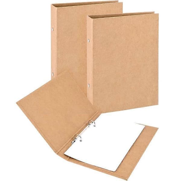2 stk A5 påfyllbar ringperm, A5 ringperm i kraftpapir med 2 ringer for å legge til løse ark, A5 kraft