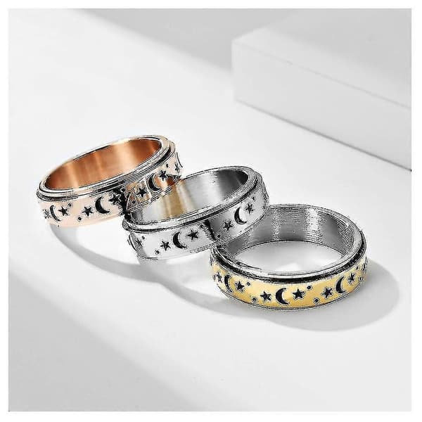 Fidgetringer for angst, spinnerring i rustfritt stål for kvinner og menn Rose Gold 11