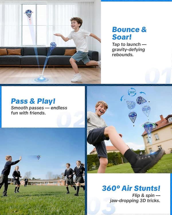 Flygande studsande leksaker, Next-Gen Pro 2025 Cosmic Globe Flygande Orb Ball Rörelsekontrollerad Hover Spinner med 3D-flips, Cool interaktiv presentleksak för barn 6+