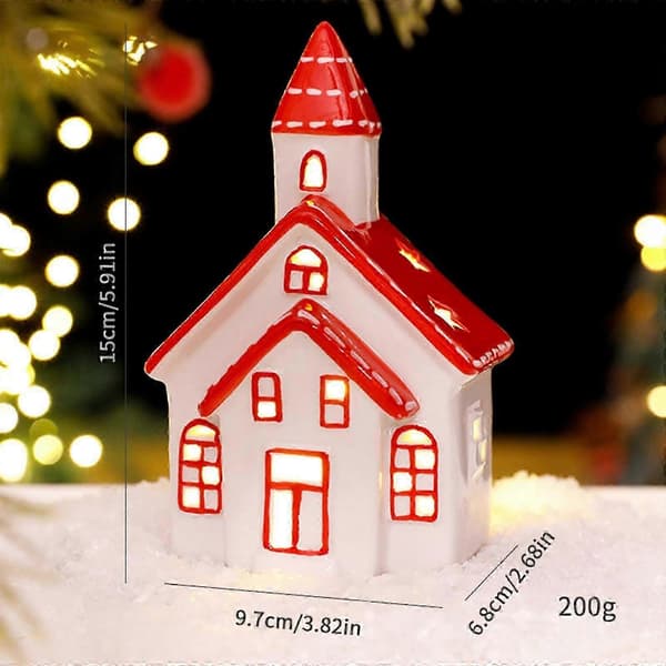 LED-oplyst keramisk dekoration Landskab Oplyst julebyhus Style C Medium