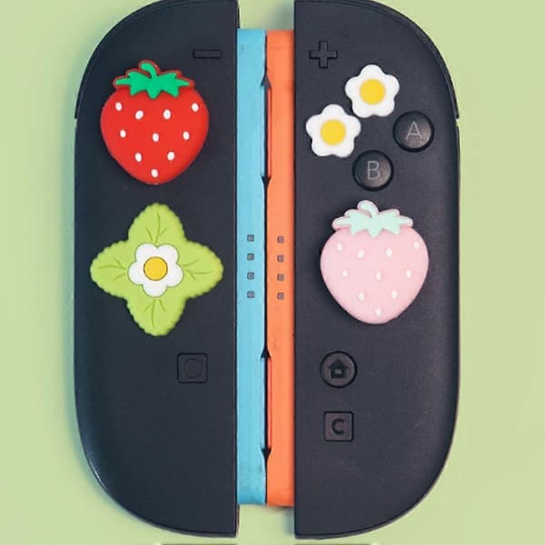 Håndtak joystick-hette Søte knapphetter Silikon Tommelgrep Sett X5N5 Red for switch2