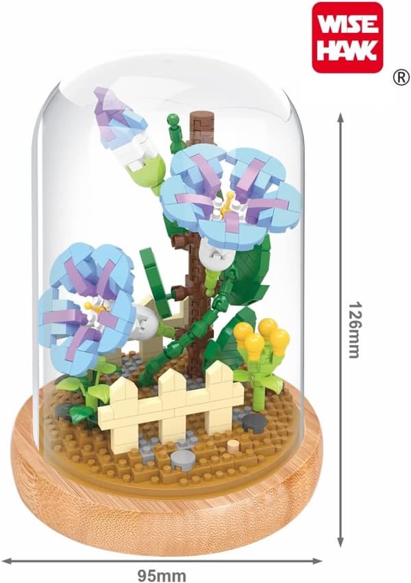 Miniblombyggsats, inklusive träram och kupolformat lock, blå klockblomma