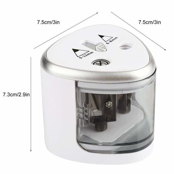 Professional Electric Pencil Sharpener, Automatic Battery Operated Pencil Sharpener with Dual Holes for School, Home, Office, Grey