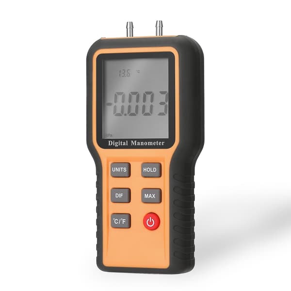 Digital Pressure Gauge LCD Display ℃ ℉ Switch 12 Pressure Units Adjustable Indoor Temperature Measurement