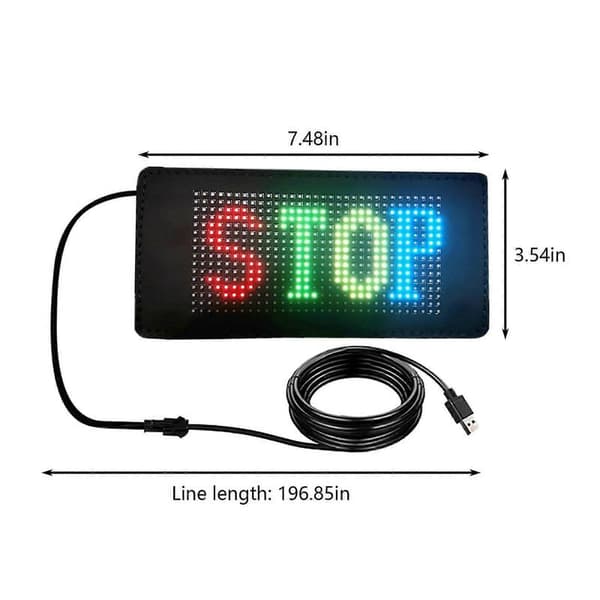 LED Bilskilt 26.4\"x4.8\" Fleksibelt Matrixpanel USB 5V Bluetooth DIY Programmerbart Rullende Display til Bilfest Bryllup Festival Black 1