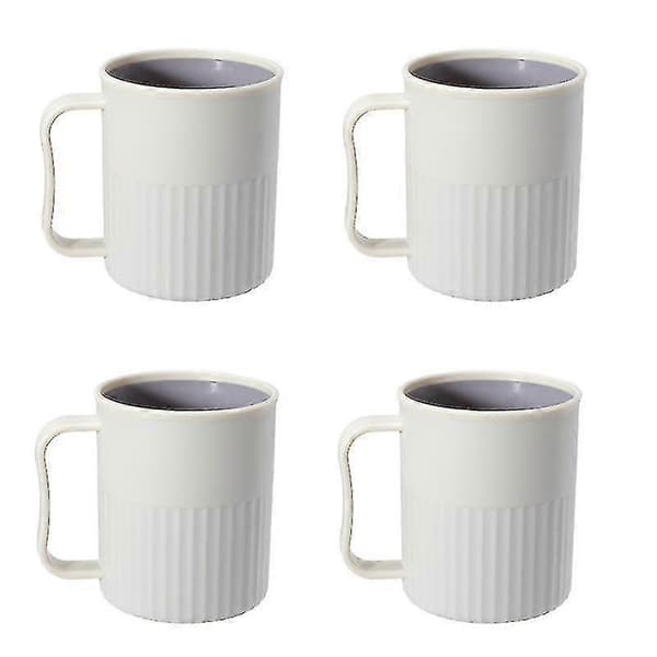 4 stk. BPA-fri plastikkopper til te og kaffe med håndtag -Yx White