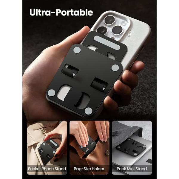 Telefonholder til skrivebord, dobbelt foldbar mobiltelefonholder