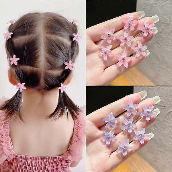 Mini Blomsterhårklämmor Blommig Design Säkert Grepp 10-delat Set Purple One size