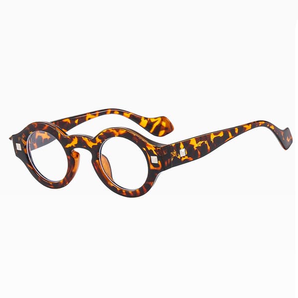 Blålysblokkerende runde lesebriller for menn og kvinner, retro presbyopiske briller Leopard Leopard