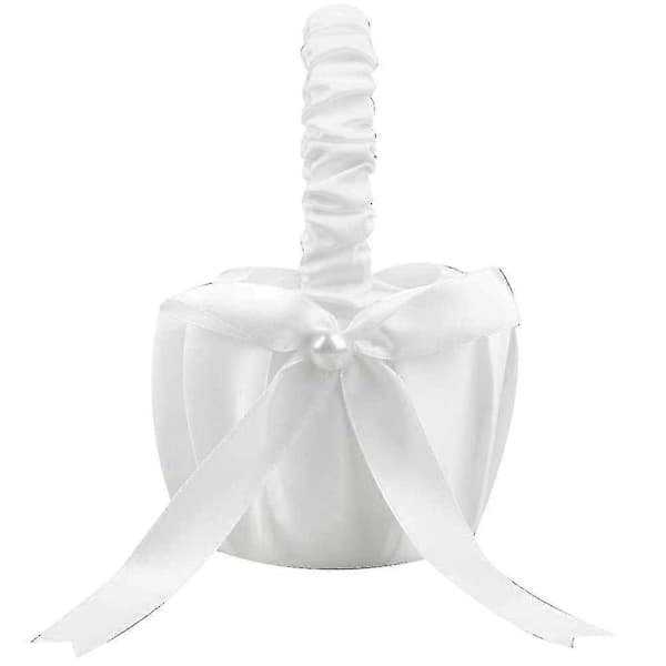 2-pack Bröllop Satin Blomsterkorg, Romantisk Rosett Party Blomsterflicka Korg