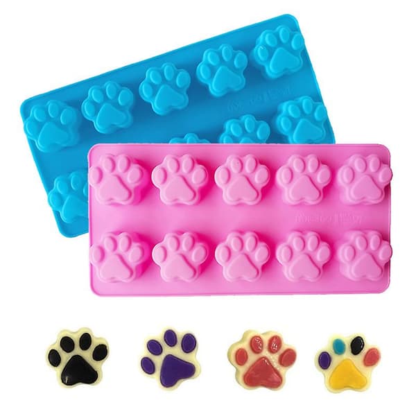 10 celler hund kat pote silikone kageforme til kiks gelé bageform isbakke Blue