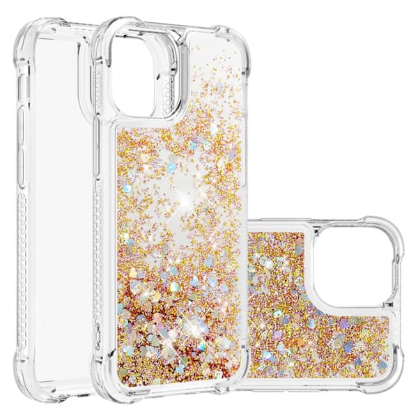 iPhone Glitter Case, Four Corner Drop Protection, Liquid Silicone Case with Shock Absorption Iridescent Gold iPhone 12