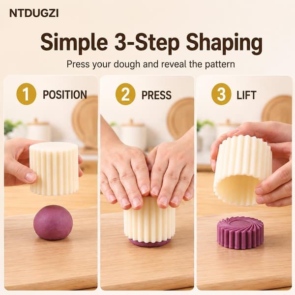 Sunflower Pattern Round Hand Press Mooncake Mold 2-in-1 Baking Tool Reversible ABS Embosser Creates Detailed Cookies and Desserts for Home Bakers