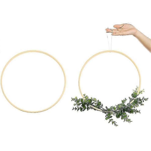 Kransringar, 12-pack 6 storlekar Trä Bambu Blommig Båge Krans Makrame Hantverksringar För DIY Dröm (haoyi