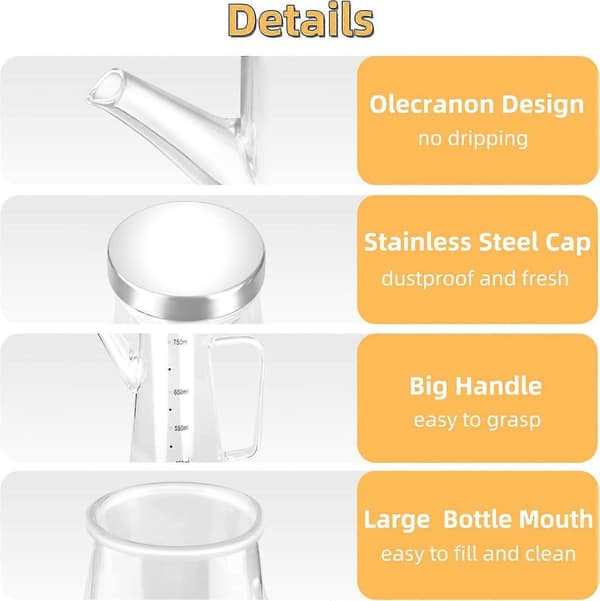 Oljedispenserflaska, olivoljeflaska i glas vinäger matoljedispenser (750 ml)