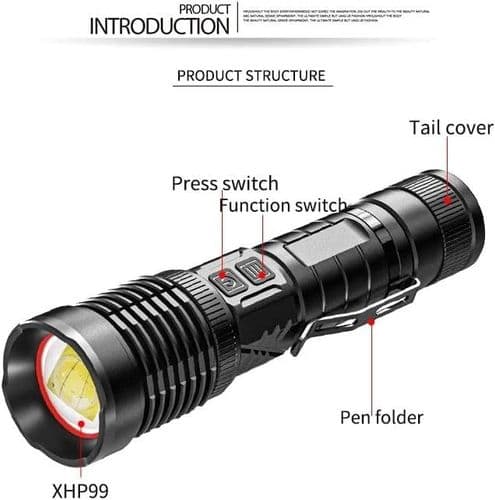Super Bright 10,000 Lumen XHP99 LED Waterproof Zoomable USB Flashlight