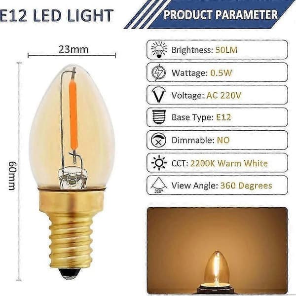 Mini pære LED E14 liten skruebase varmhvit energisparende lampe 6 pcs