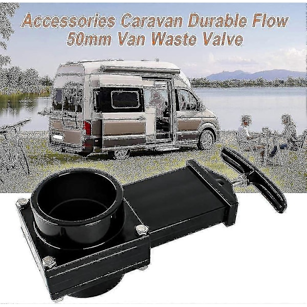 Afløbsventil til autocamper, campingvogn, holdbart flow, 50 mm, afløbsventil til varevogn, spildevandsafløbsslange (sort) Tw