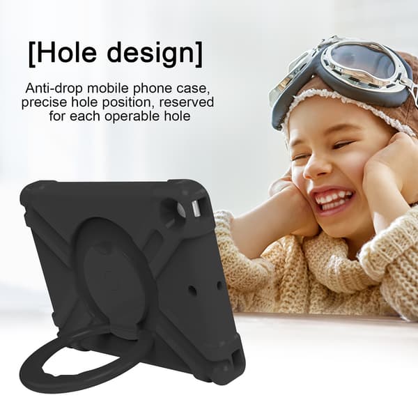 Børnecover roterbart stativ, iPad 10.2 / 10.5 / Air 3, sort Sort Svart Silikon/Gummi