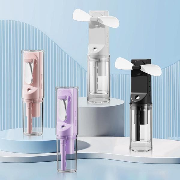 1 stk. ny befugtende spray håndholdt ventilator til børn, multifunktionel mini spray ventilator white