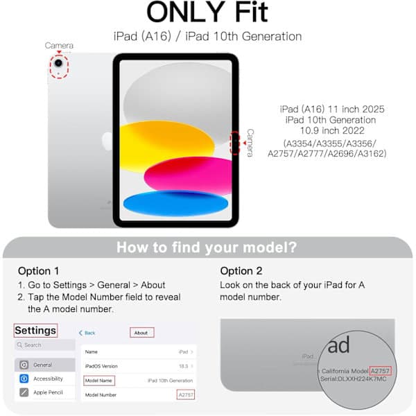 iPad (A16) 11./10. generation (2025/2022), Slim Stand Hard Case (Tågeblå)