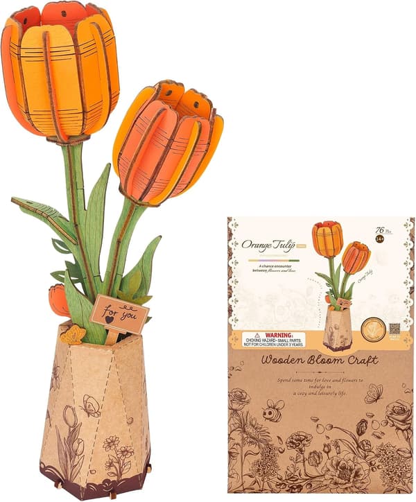 Orange Tulip 3D Træpuslespil