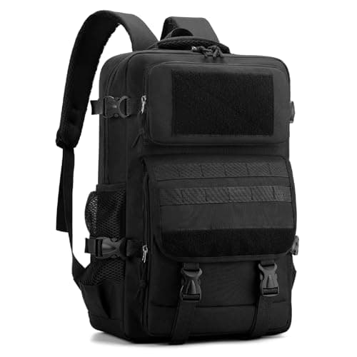 Waterproof Tactical Backpack for Men, 25L Padded Military Work Backpack with Molle System and Multi-Pockets, Army 3-Day Assault Backpack Black