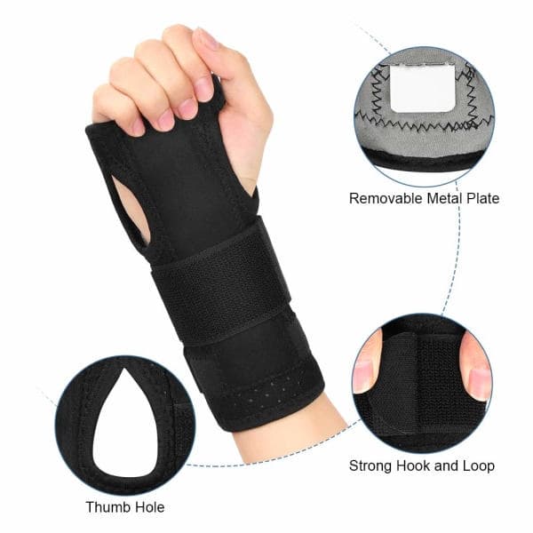 IC Thumb Support, Breathable Thumb Spica Brace with Metal Splint Stabilizer and Adjustable Straps
