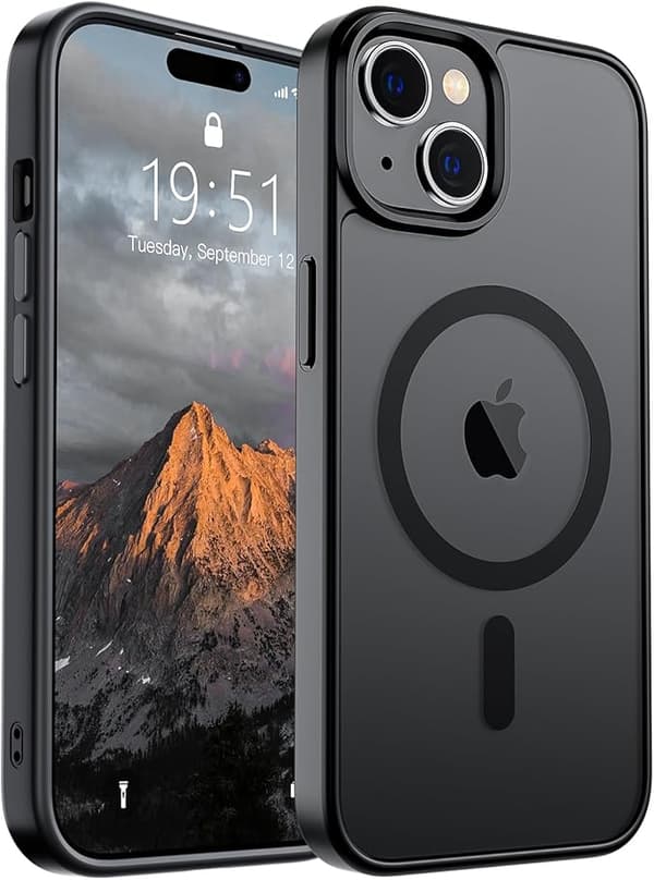 SUPFINE Magnetic Case for iPhone 15pro, MagSafe Compatible, Military Grade Drop Protection, Translucent Matte Shockproof Case, Black iphone15pro black