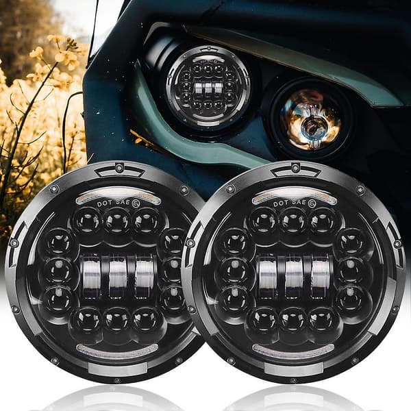 Rund 7-tommers bil LED-frontlykt med 15-perle høyeffekts arbeidslys for lastebil Including Wire 2PCs