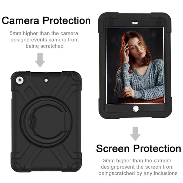 Børnecover roterbart stativ, iPad 10.2 / 10.5 / Air 3, sort Sort Svart Silikon/Gummi