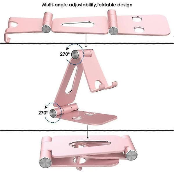 Barsinfi Mobiltelefonstativ Justerbart Vikbart Aluminium Tabletstativ Roséguld