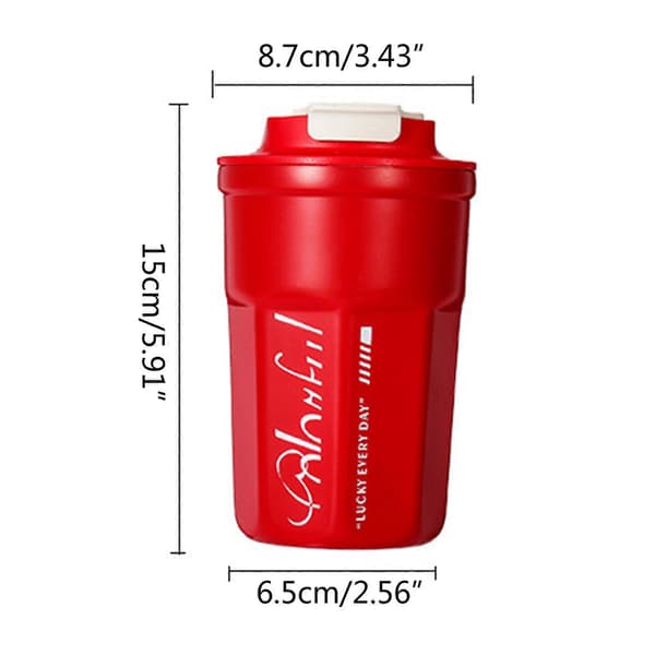 Kaffemugg Biltermosmugg Läckagesäker Resetermosmugg för Vatten Kaffe Termo 400ML Dubbel Rostfritt Stål Red