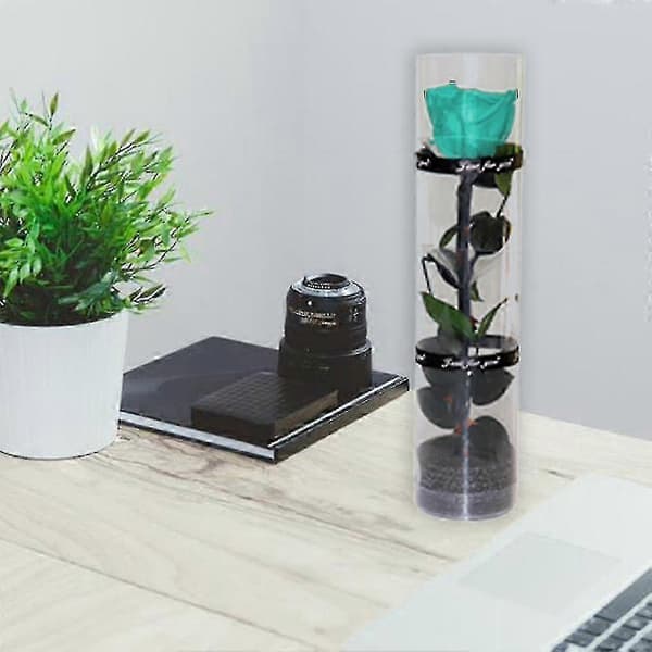 Glasbeklädd evig ros - Lyxig konserverad blomstergåva mud blue